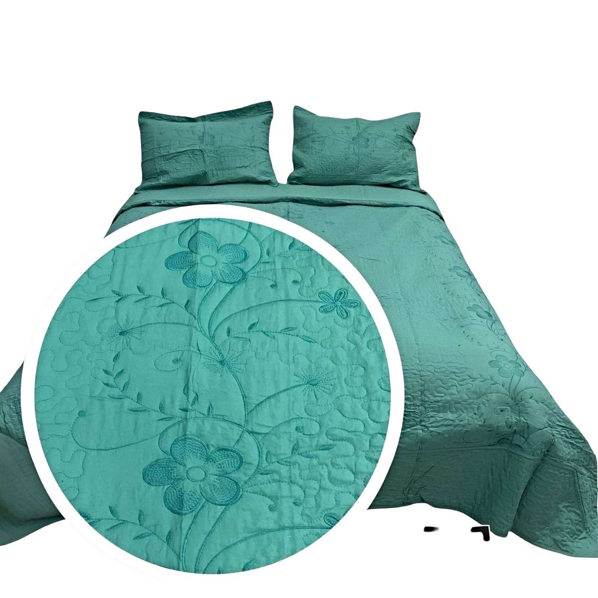 GENERICO - CUBRECAMA QUILT DE VERANO PLAZA Y MEDIA BORDADO