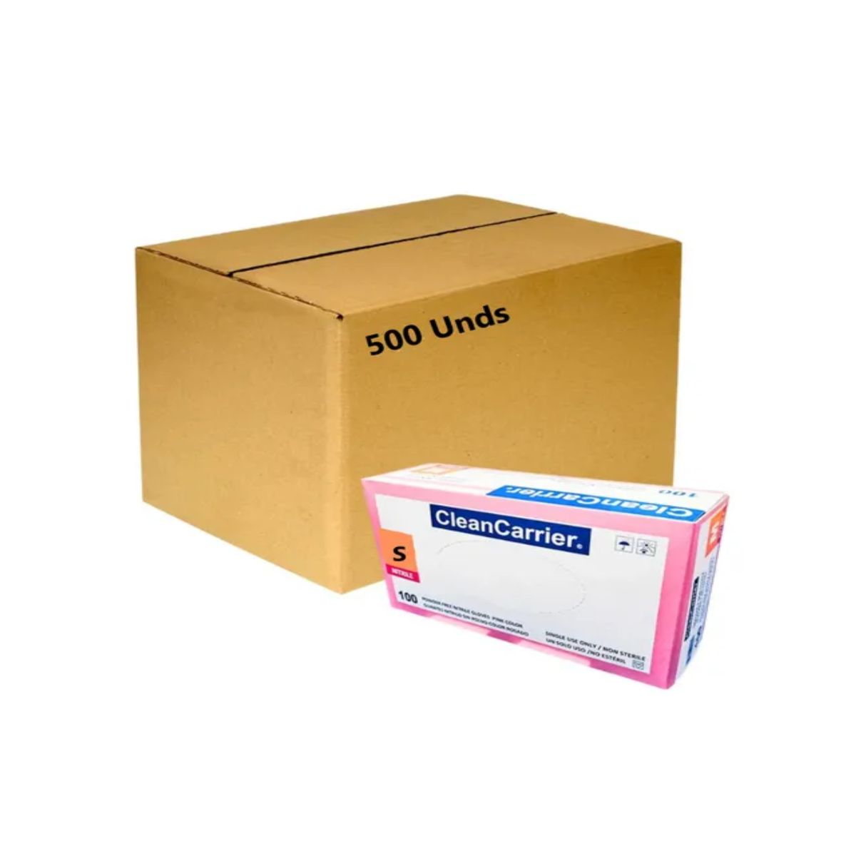 CLEANCARRIER - Guante Nitrilo CLEANCARRIER Rosado Talla S Pack X 500 Unidades