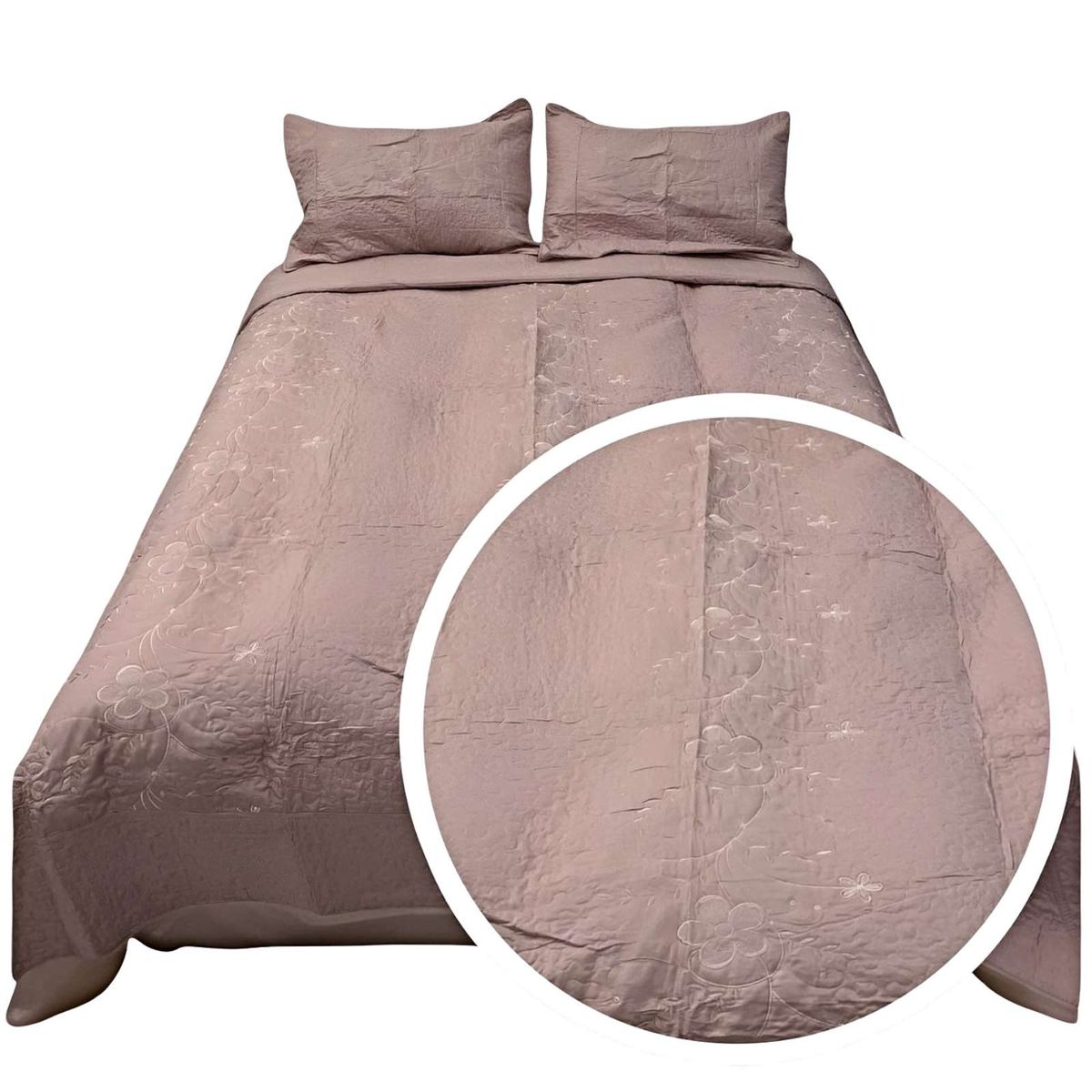 GENERICO - COBERTOR COLCHA QUILT VERANO 2 PLAZAS BORDADO