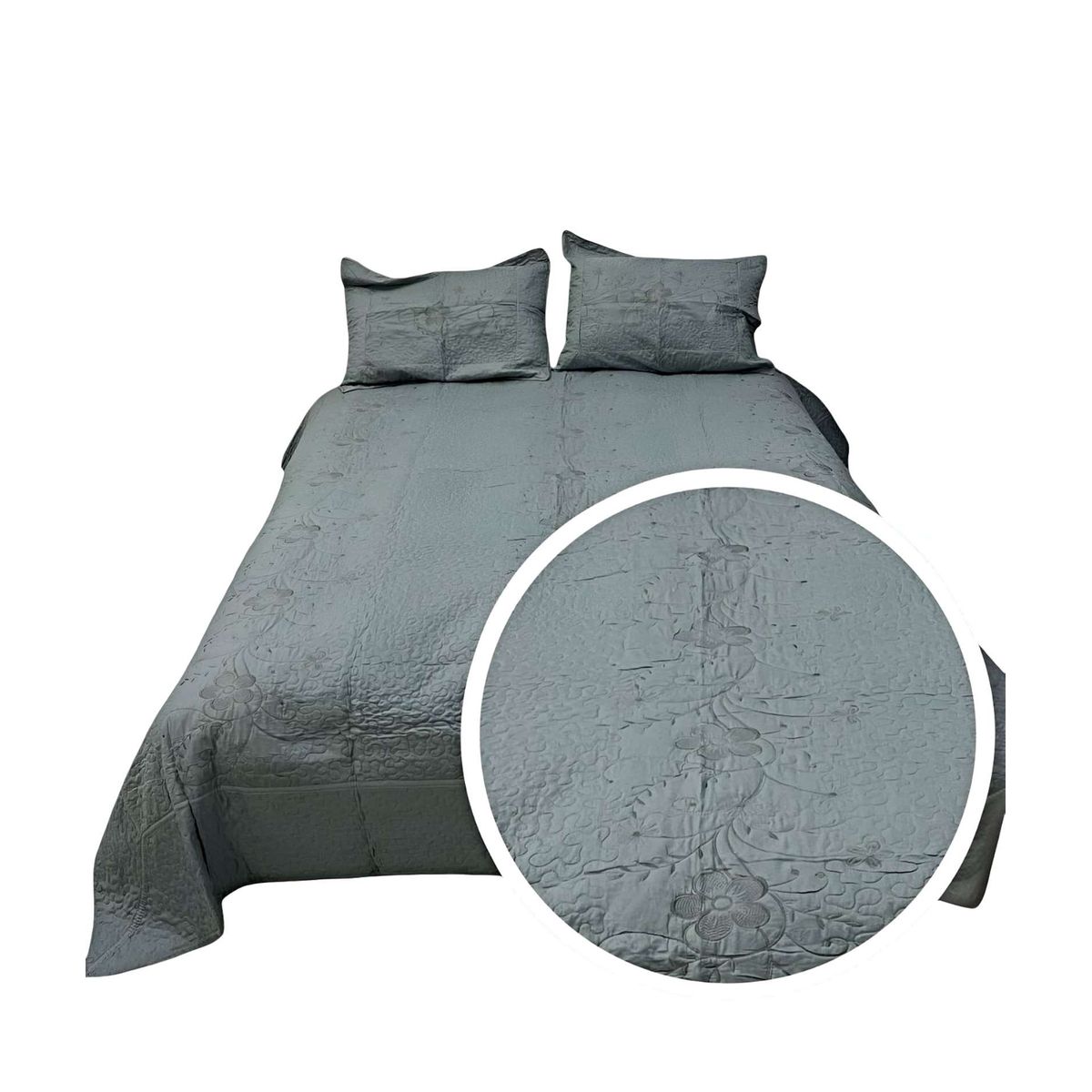 GENERICO - COBERTOR COLCHA QUILT VERANO 2 PLAZAS BORDADO