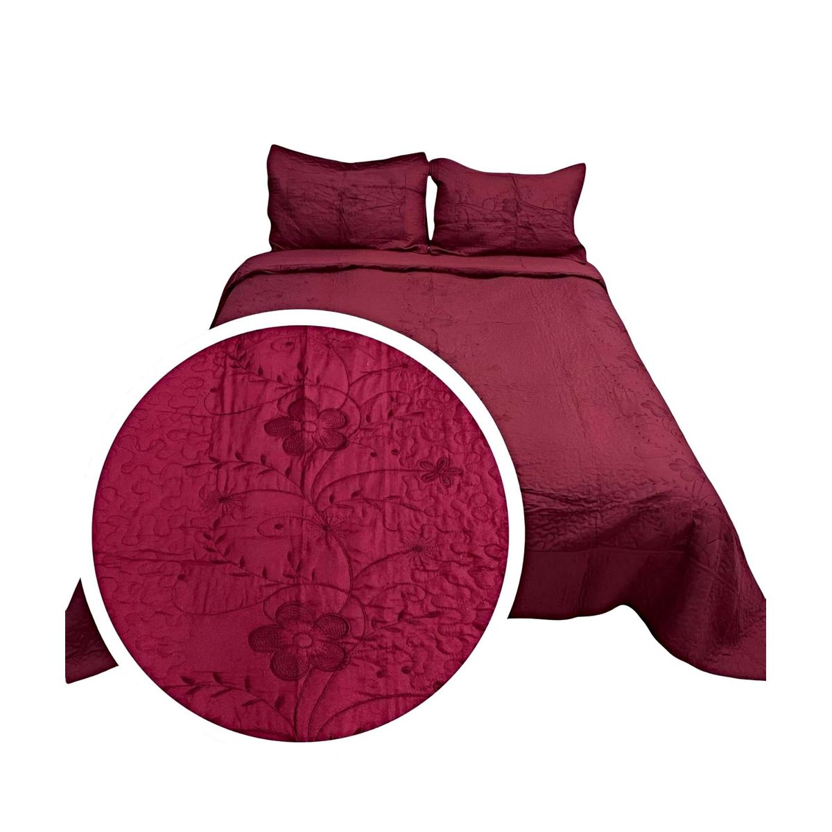 GENERICO - COBERTOR COLCHA QUILT VERANO KING-SUPER KING BORDADO