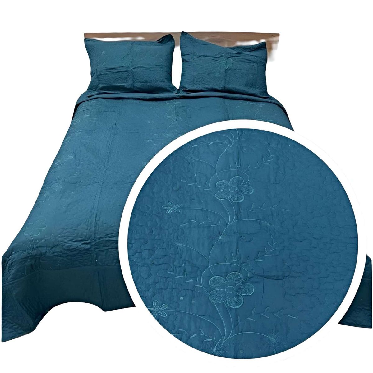 GENERICO - COBERTOR COLCHA QUILT VERANO KING-SUPER KING BORDADO