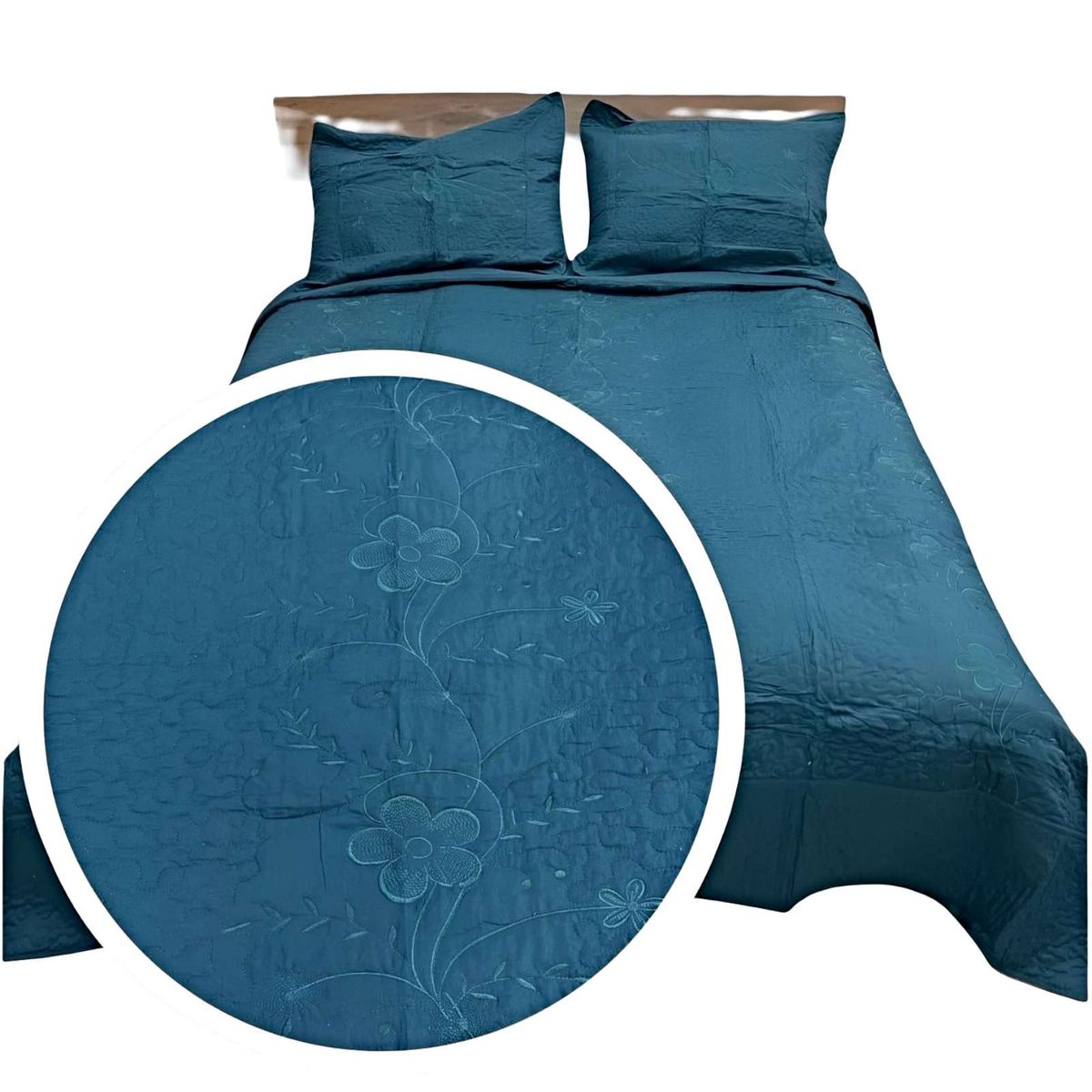 GENERICO - COBERTOR COLCHA QUILT VERANO KING-SUPER KING BORDADO