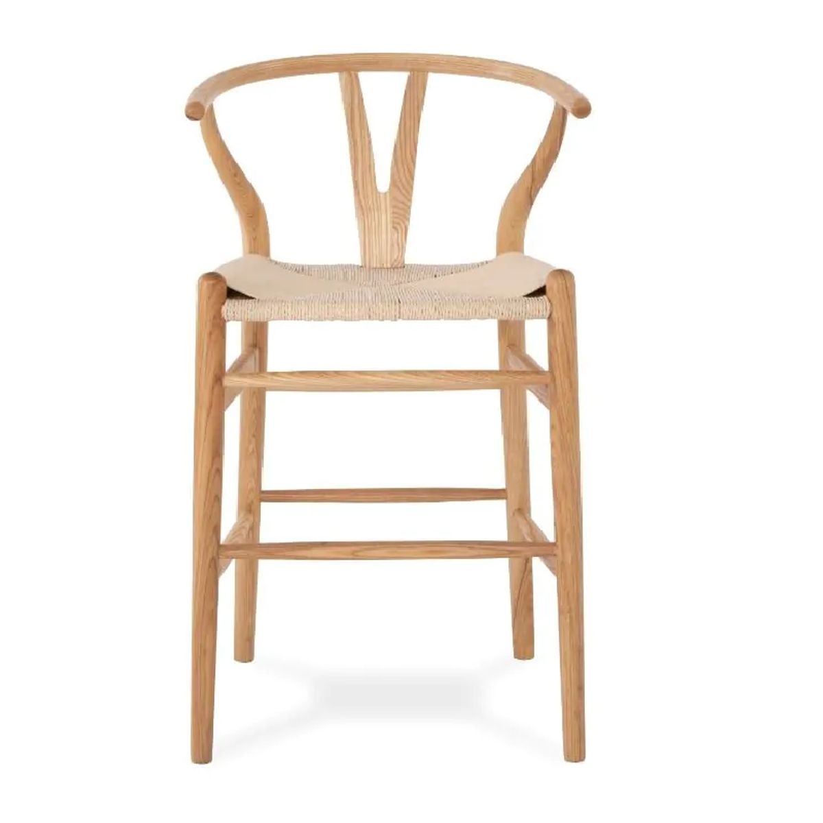 GENERICO - Silla Alta Wishbone Madera Natural Asiento Cuerda LF9-01B