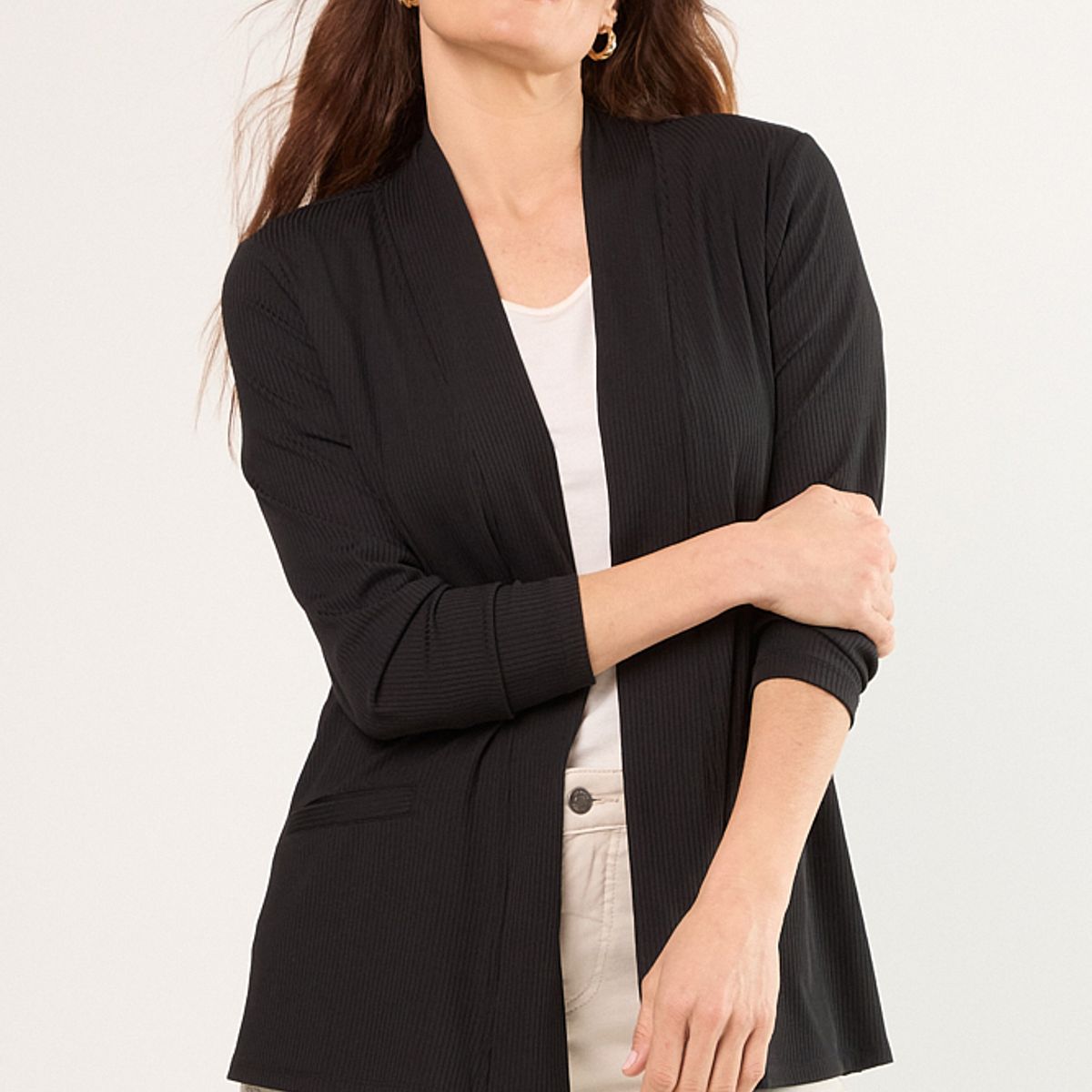 MA GRIFFE - Tapado Abierto Mujer Negro Magriffe