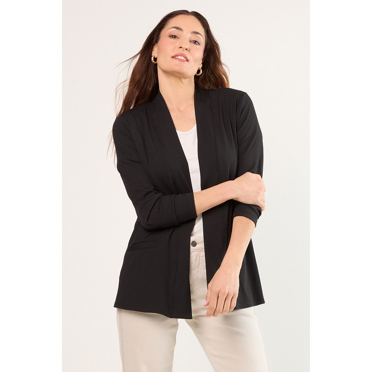 MA GRIFFE - Tapado Abierto Mujer Negro Magriffe