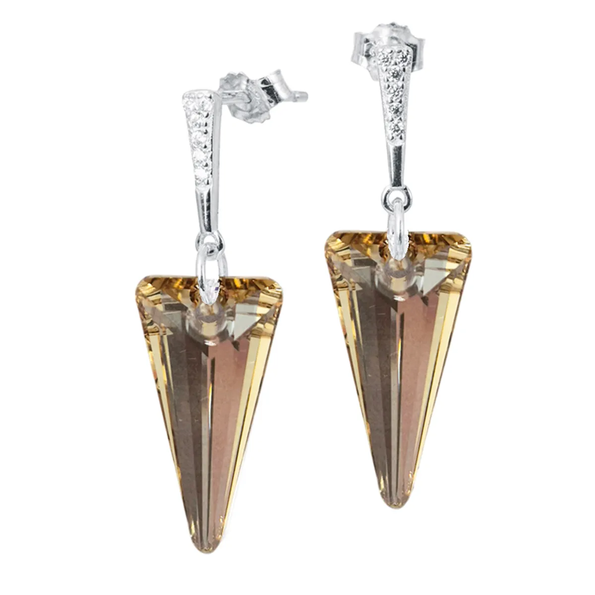 JOYAS MONTERO - Aros Sevilla Plata 925 creado con cristales de Swarovski® Golden Shadow