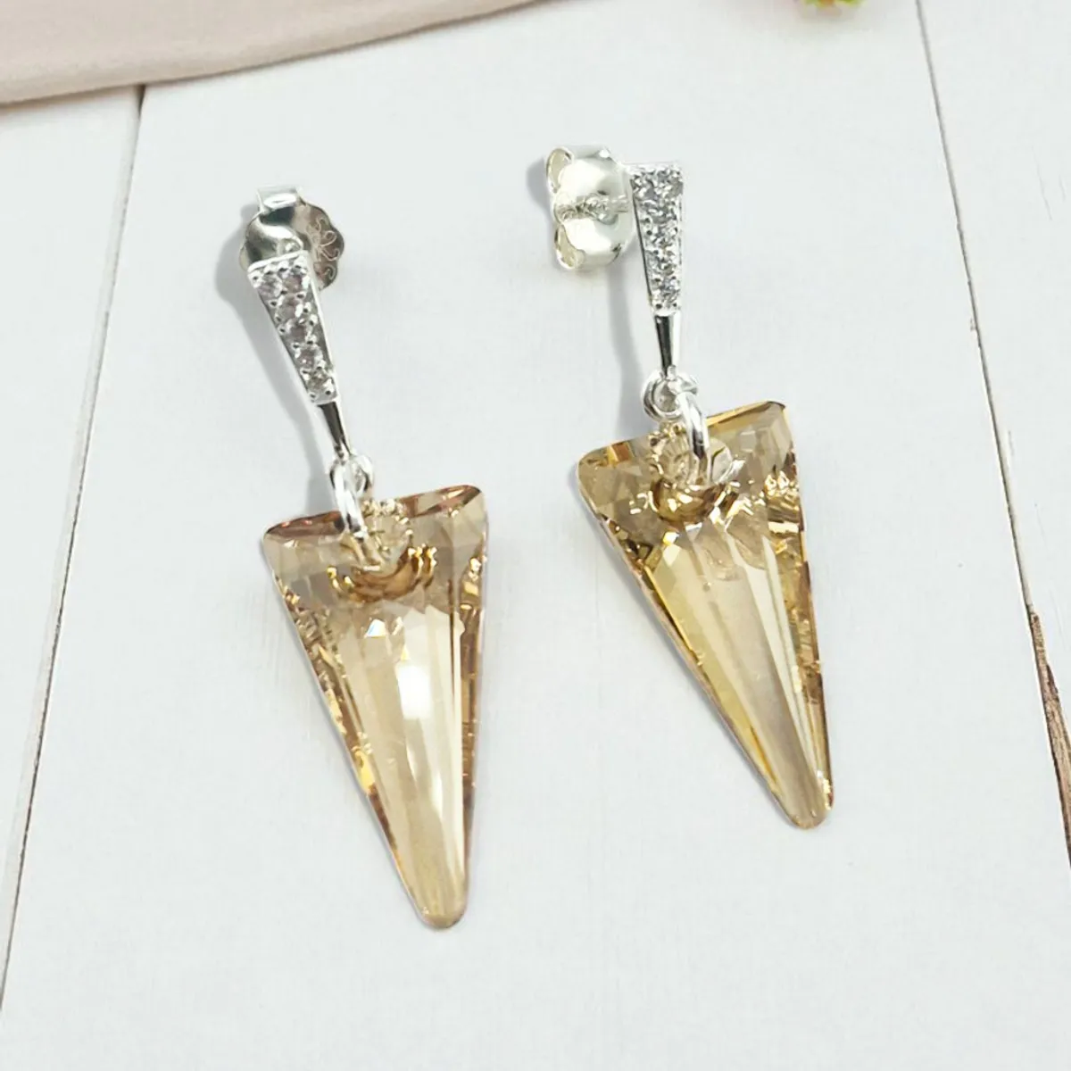 JOYAS MONTERO - Aros Sevilla Plata 925 creado con cristales de Swarovski® Golden Shadow