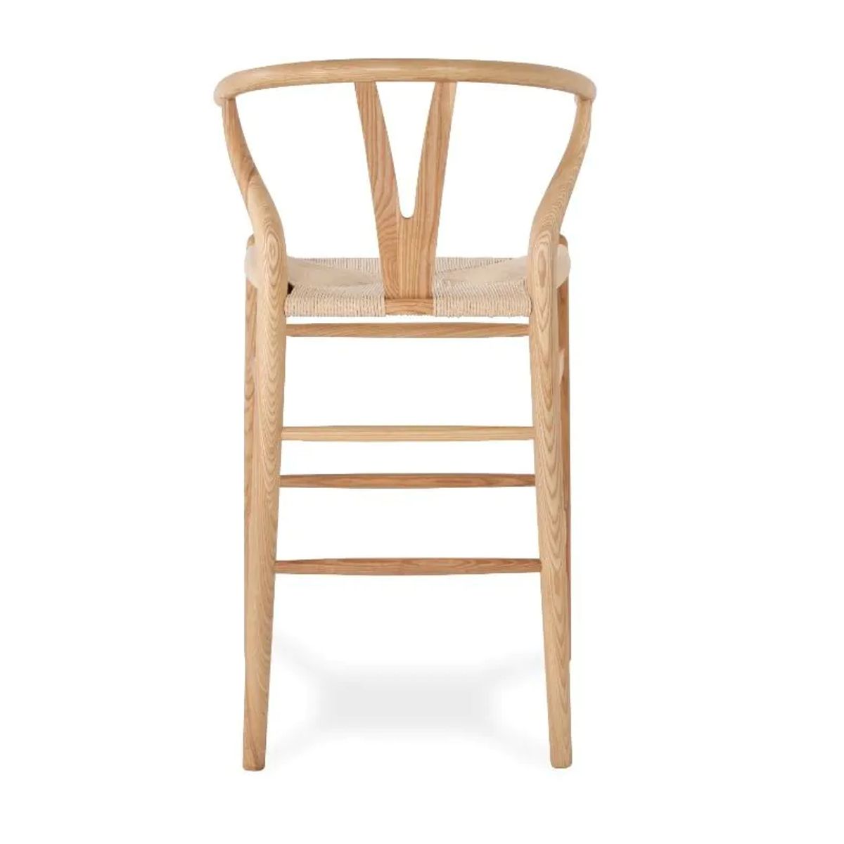 GENERICO - Pack 2 Sillas Altas Wishbone Madera Asiento Cuerda LF9-01B