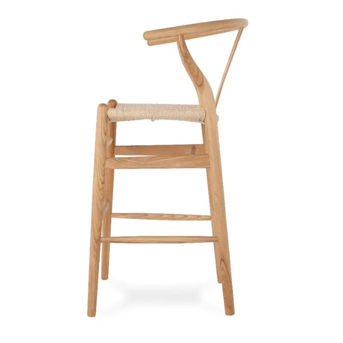 GENERICO - Pack 2 Sillas Altas De Madera Wishbone Asiento Cuerda LF9-01B