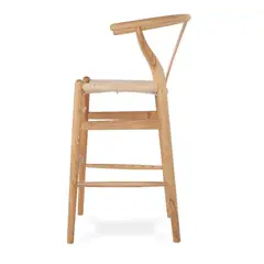 GENERICO - Pack 2 Sillas Altas De Madera Wishbone Asiento Cuerda LF9-01B