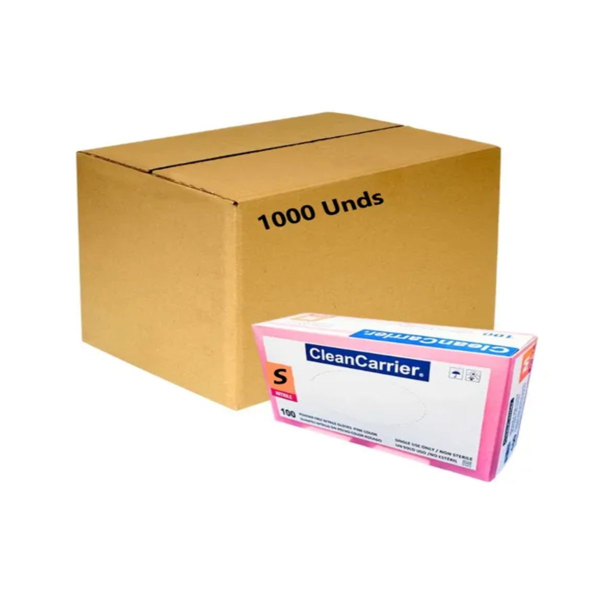 CLEANCARRIER - Guante Nitrilo CLEANCARRIER Rosado Talla S Pack X1000 Unidades