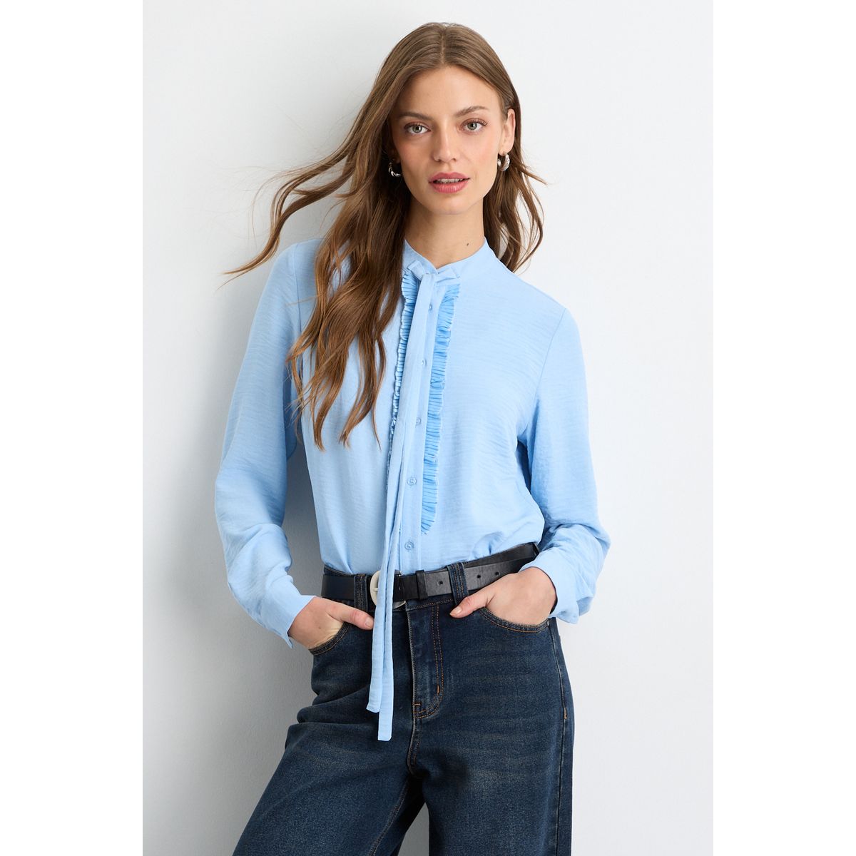 IO - Blusa Manga Larga Celeste Mujer Io