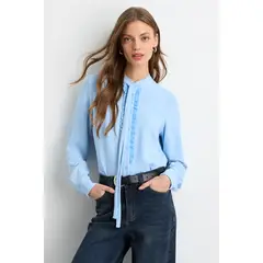 IO - Blusa Manga Larga Celeste Mujer