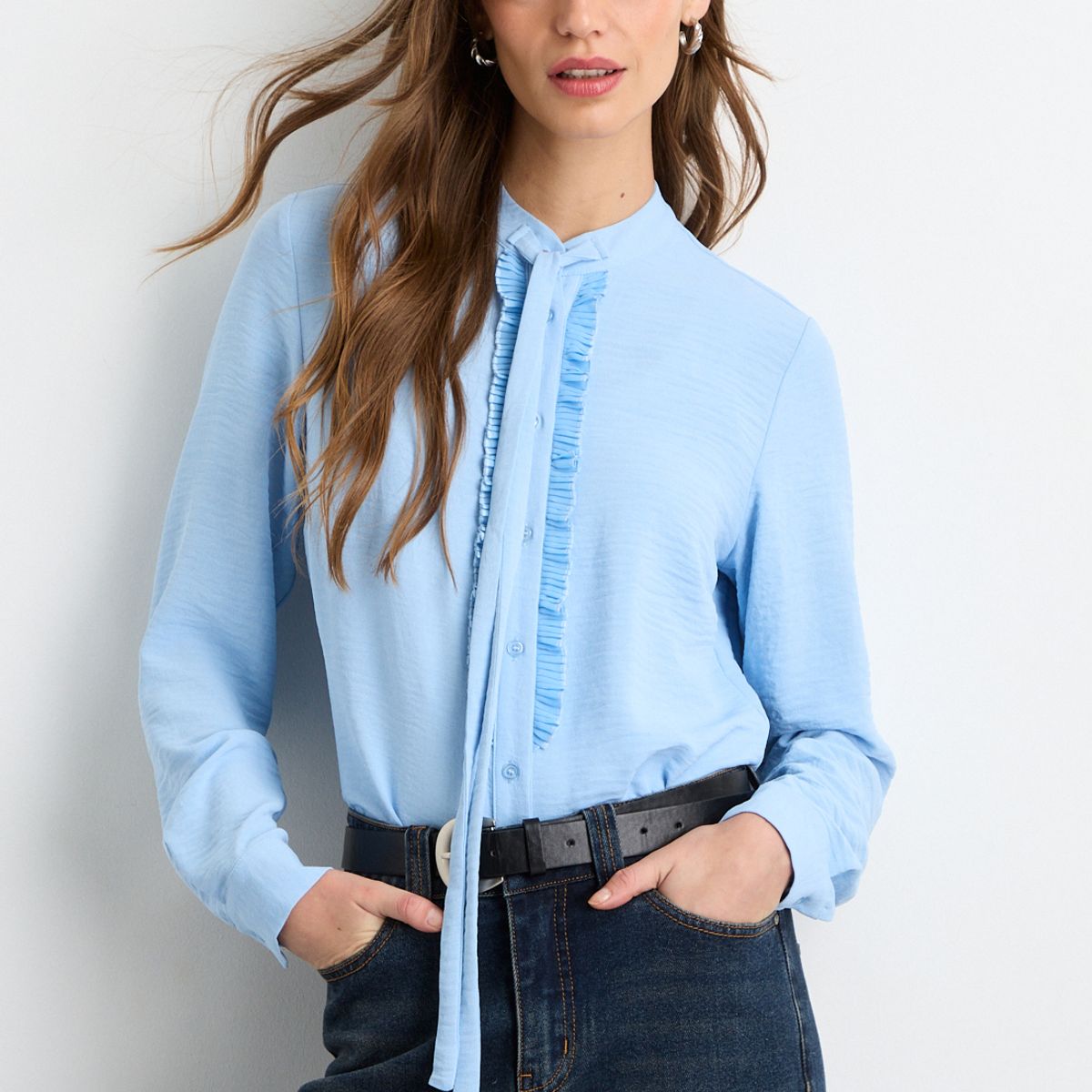 IO - Blusa Manga Larga Celeste Mujer Io