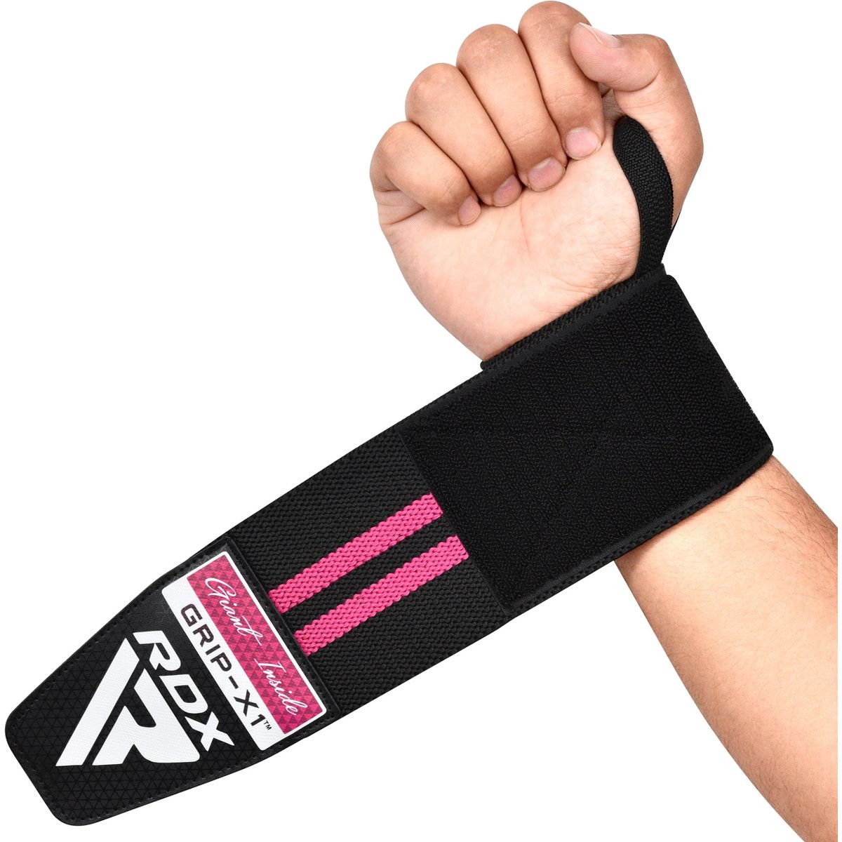 RDX - Muñequera Elasticada Para Powerlifting Rdx Pro Rosada