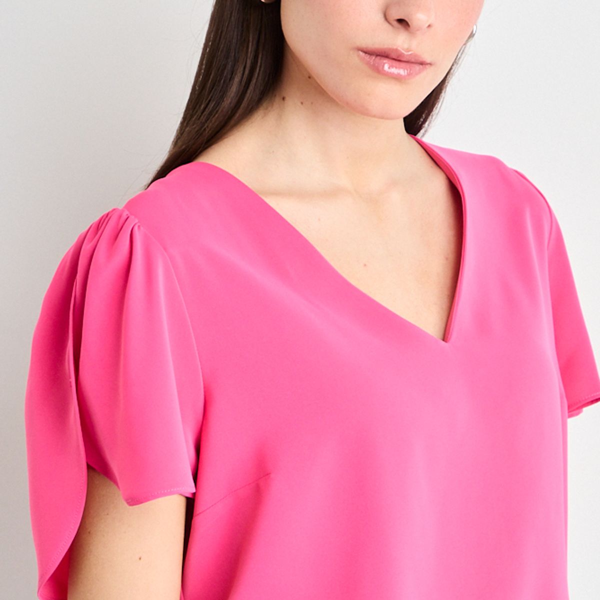 IO - Blusas Manga Corta Mujer Fucsia Io