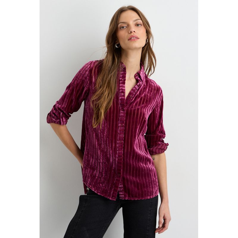 IO - Blusa Manga Larga Burdeo Mujer Io