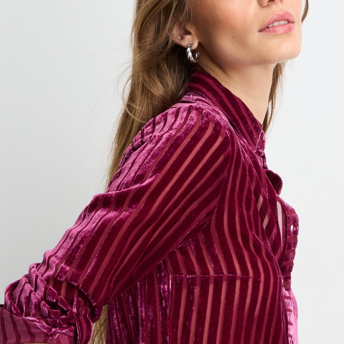 IO - Blusa Manga Larga Burdeo Mujer Io