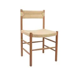 GENERICO - Silla Comedor Madera Maciza Cuerda Natural Trenzada LF9-86