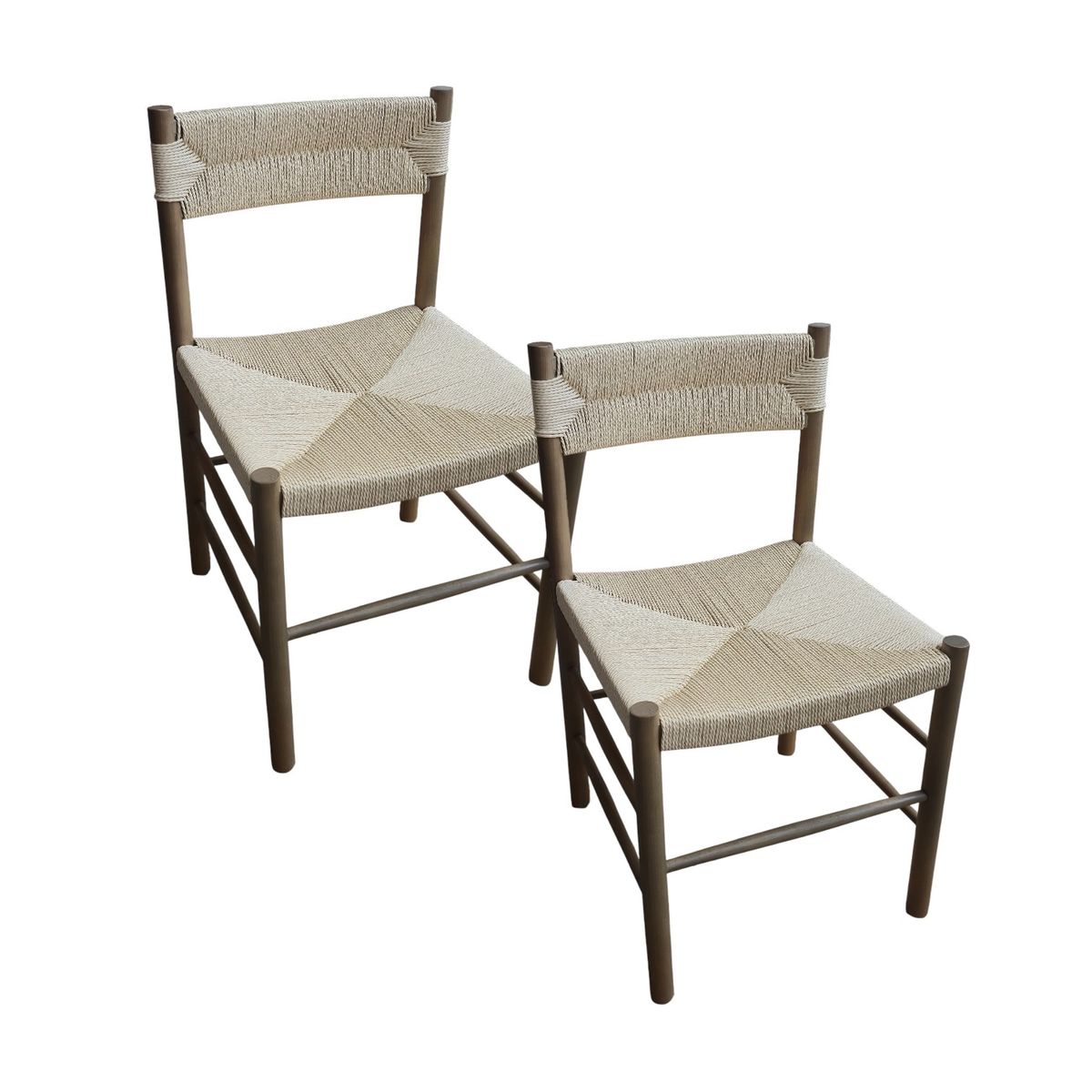 GENERICO - Pack 2 Sillas Madera Comedor Cuerda Trenzada LF9-86