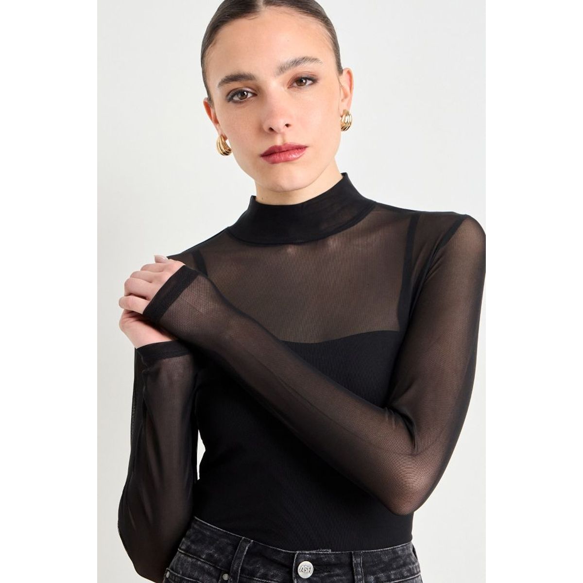 ASH - Polera Manga Larga Mujer Negro Ash