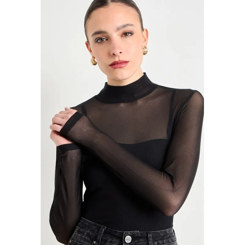 ASH - Polera Manga Larga Mujer Negro Ash
