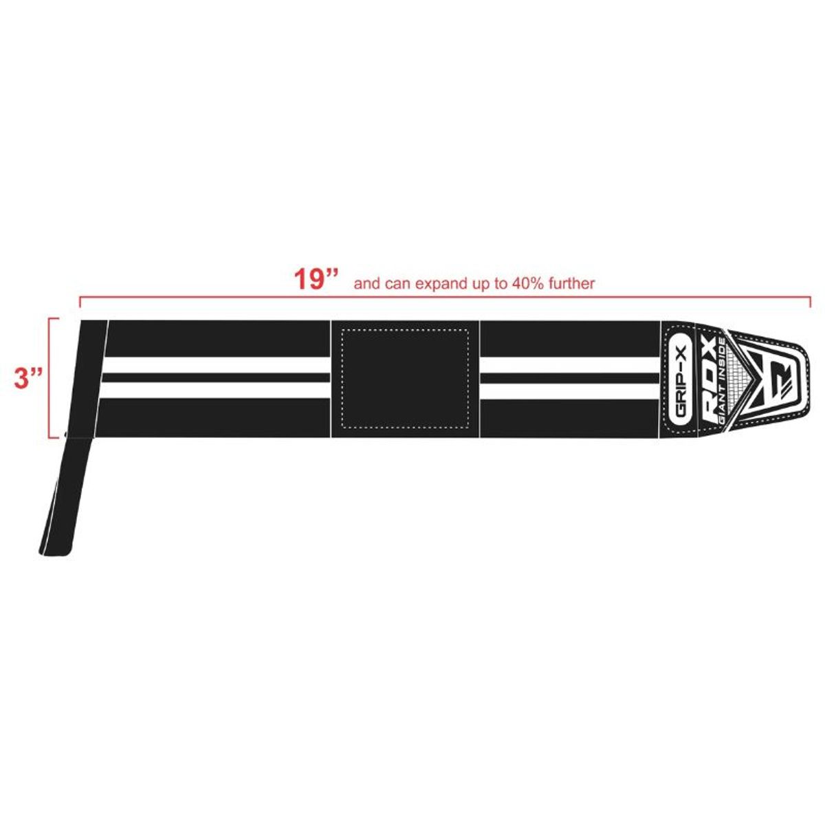 RDX - Muñequera Elasticada Para Powerlifting Rdx Pro Negra