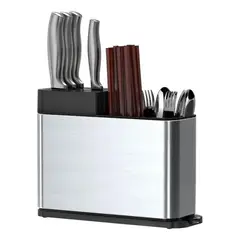 GENERICO - Organizador Escurridor Utensilios Cuchillos Acero Inoxidable
