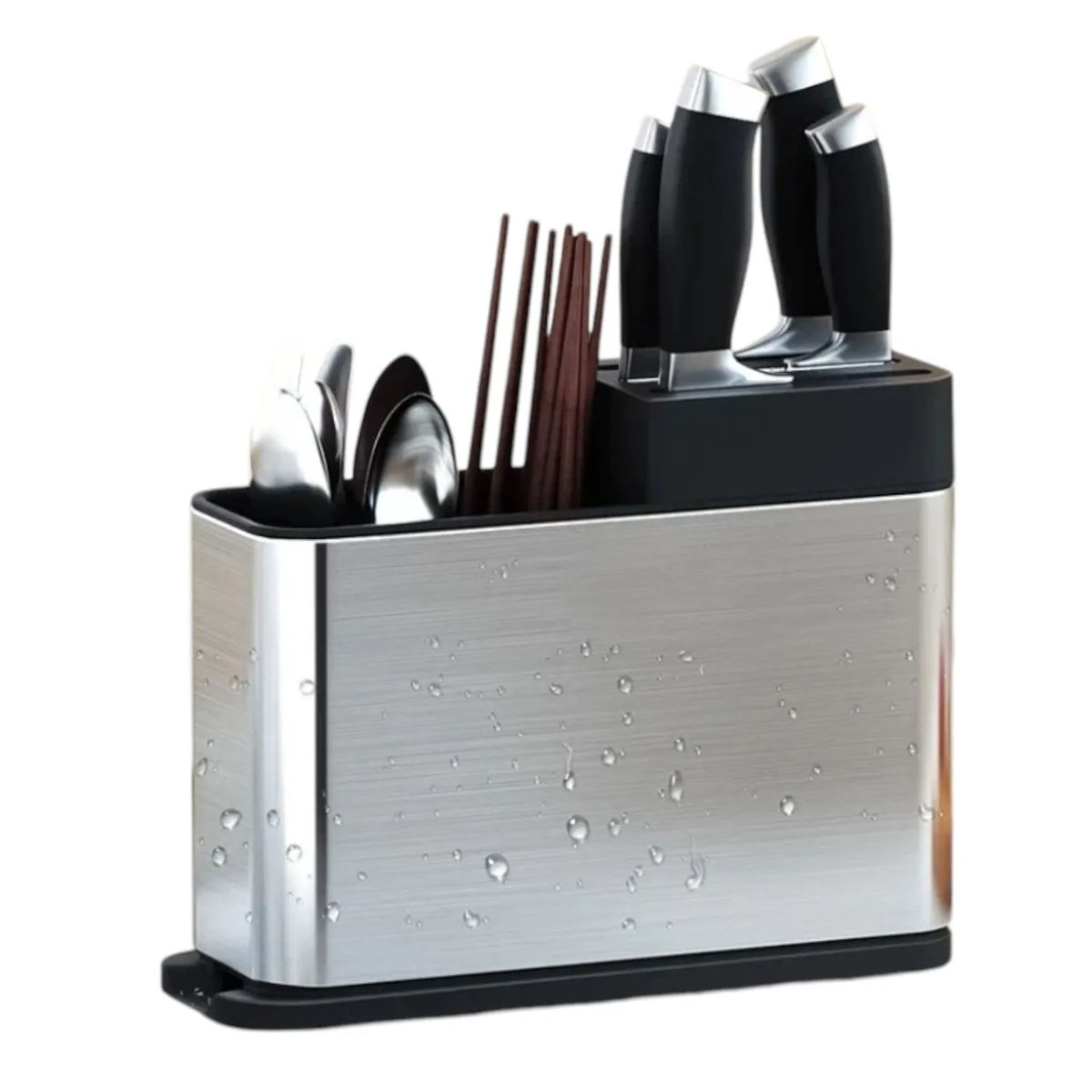 GENERICO - Organizador Escurridor Utensilios Cuchillos Acero Inoxidable