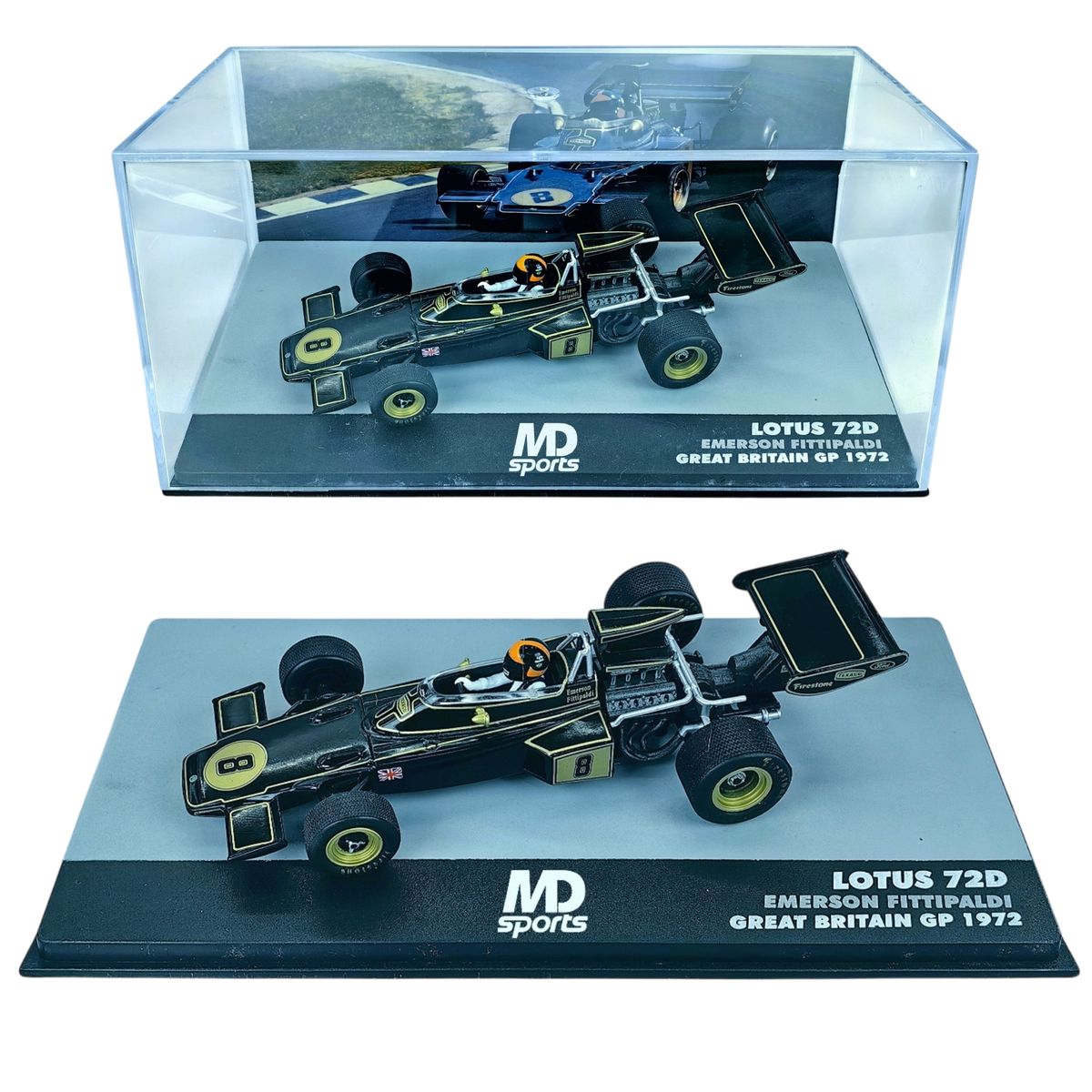 FORMULA 1 - Auto Formula 1 Lotus 72D 1972 #8 Emerson Fittipaldi Caja Acrilica IXO 1:43