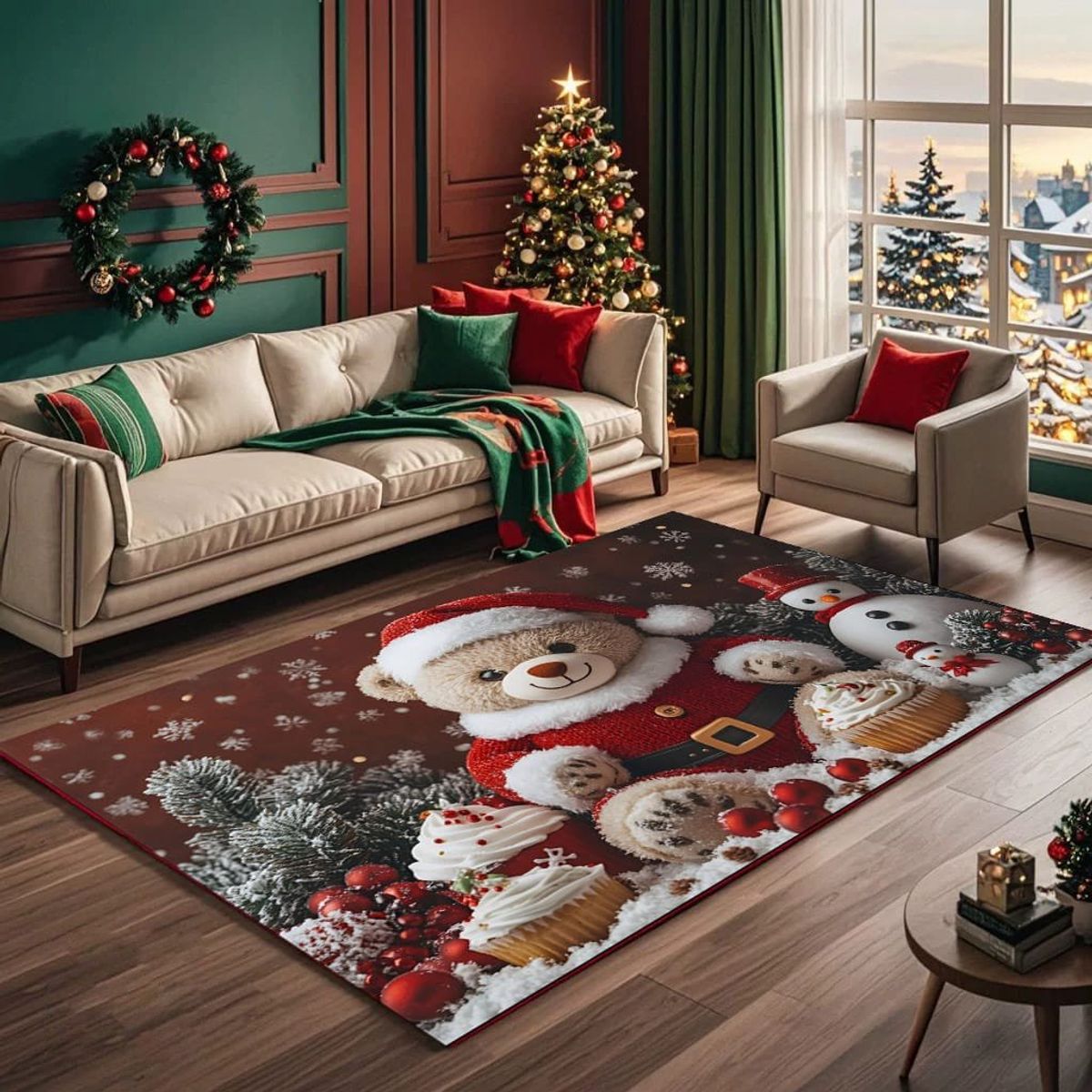 GENERICO - Alfombras Navideñas 3d hermoso Diseño ositos 180x200cm