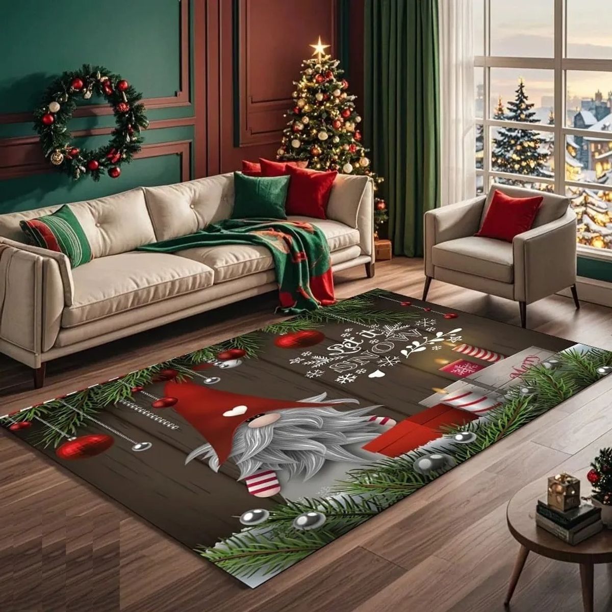 GENERICO - Alfombras Navideñas 3d hermoso Diseño velas santa claus 180x200cm