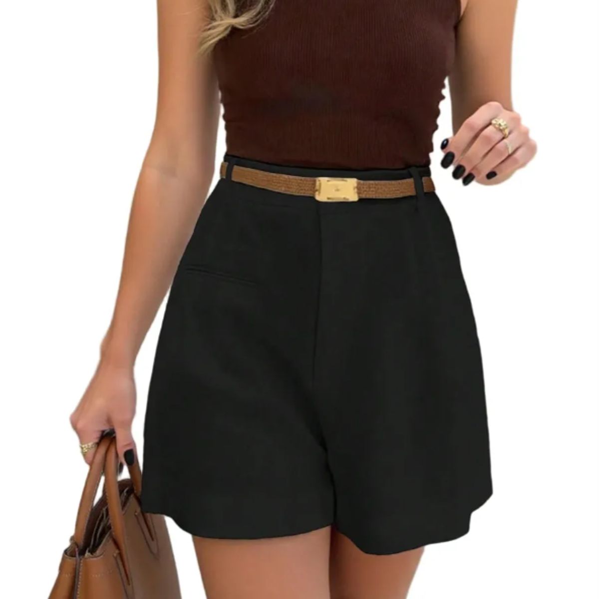 VELVET - Short Alba Cintura Alta Negro Mujer