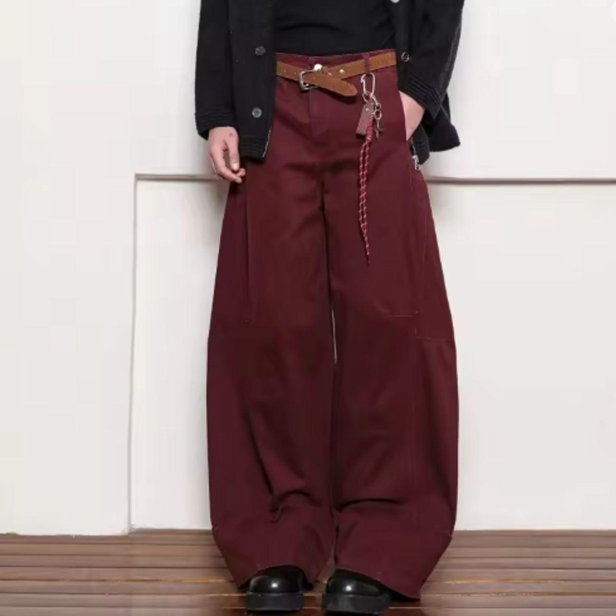 VELVET - Pantalones Vaqueros Burdeo de Cintura Alta