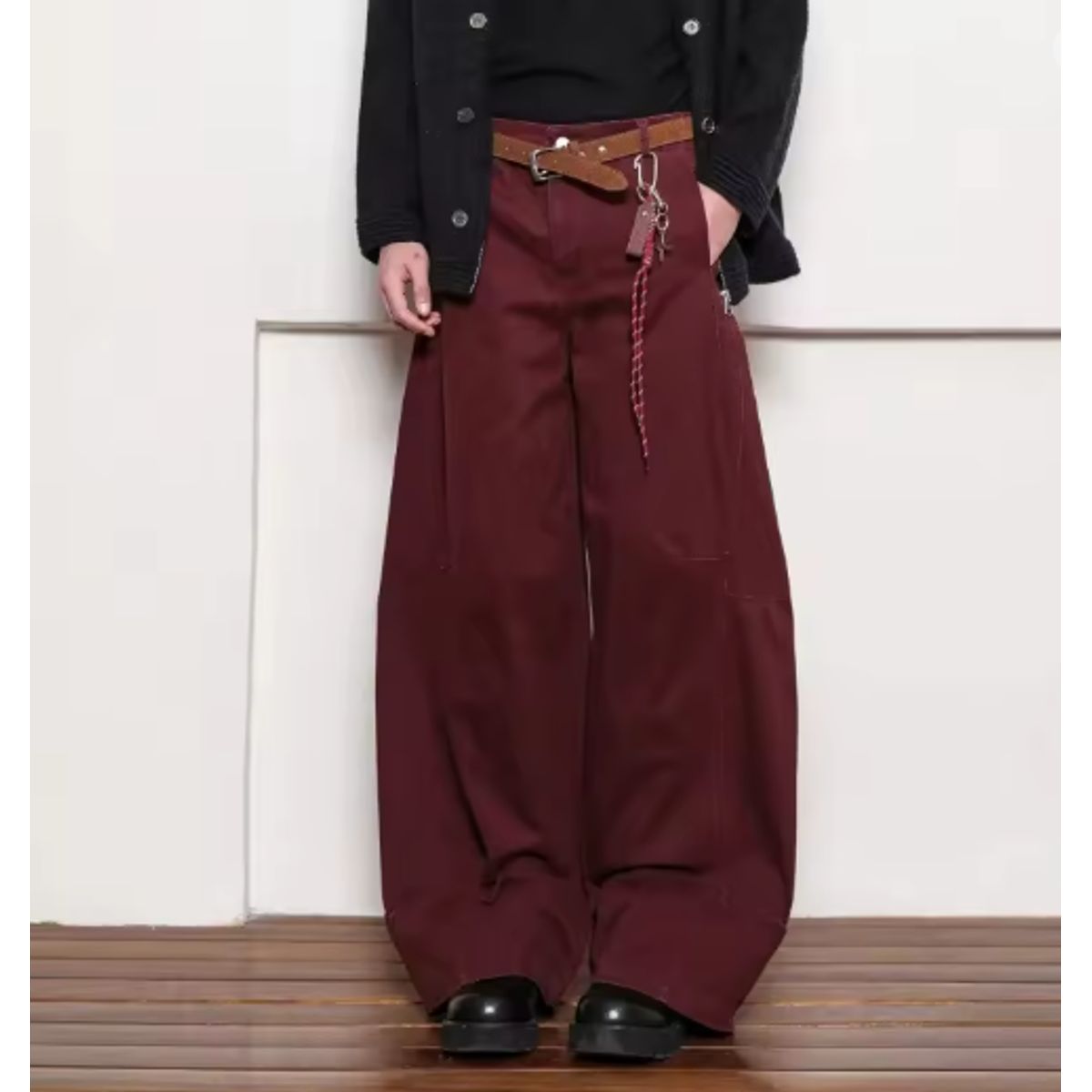 VELVET - Pantalones Vaqueros Burdeo de Cintura Alta