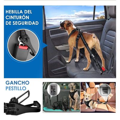 Imagen 2 del producto Correa Cinturón De Seguridad Auto Perros CPlato Negro
