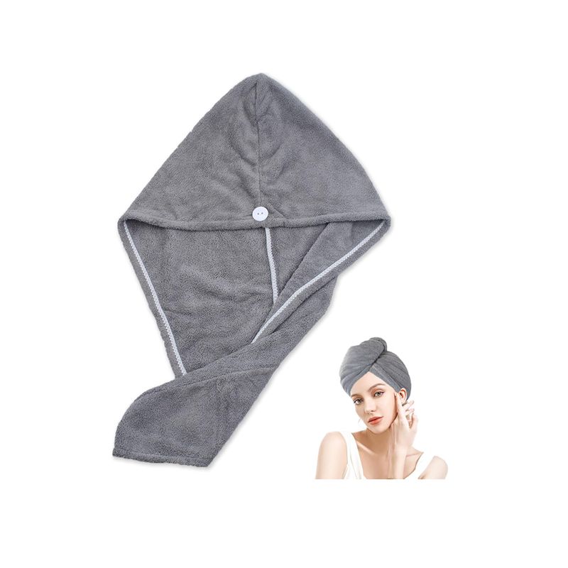 VISUALHEX LIMITADA - Toalla De Microfibra Para Mujer Cabello Seco Gorra GRIS