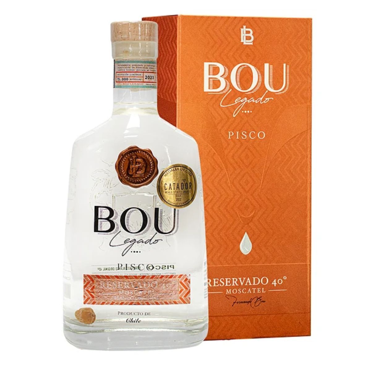 BOU - Pisco Bou Legado Blanco 40º 750 ml  Edición Premium