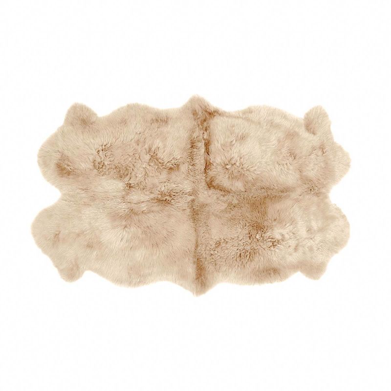 GENERICO - Alfombra Pelo Largo de Piel de Oveja QUATRO 160 x 90 cm - Beige Claro
