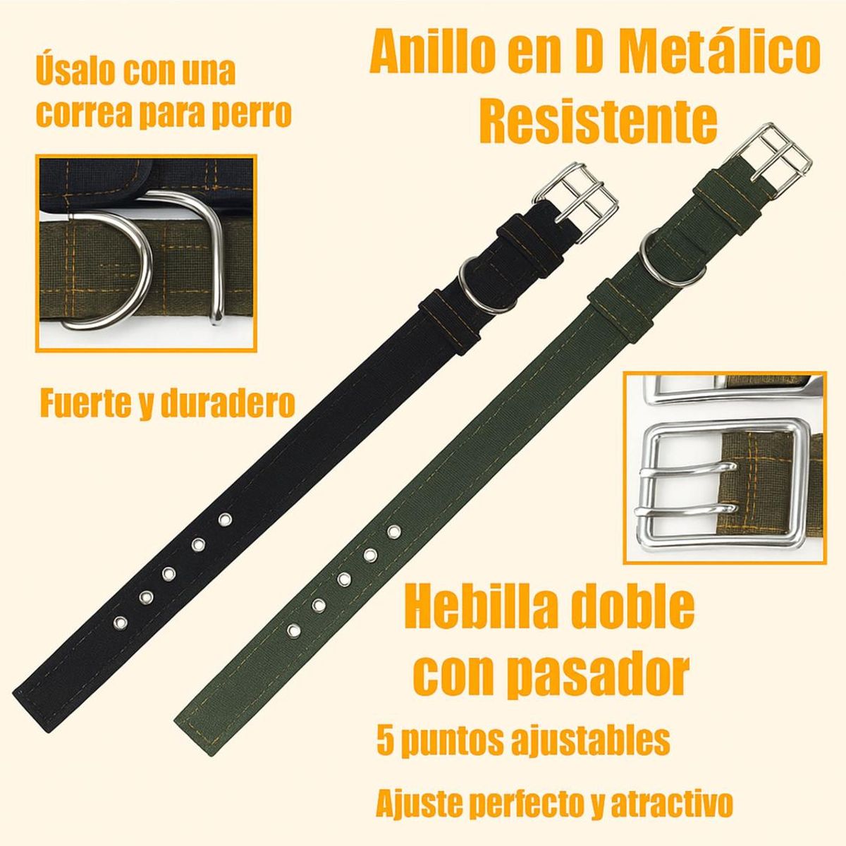 GENERICO - Collar de Fibra XL 4x68cm con Hebilla Metálica - Verde - XL