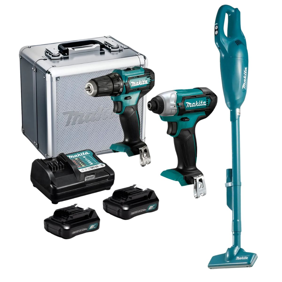 MAKITA - Kit Taladro + Atornillador Impacto + Aspiradora 12v Makita