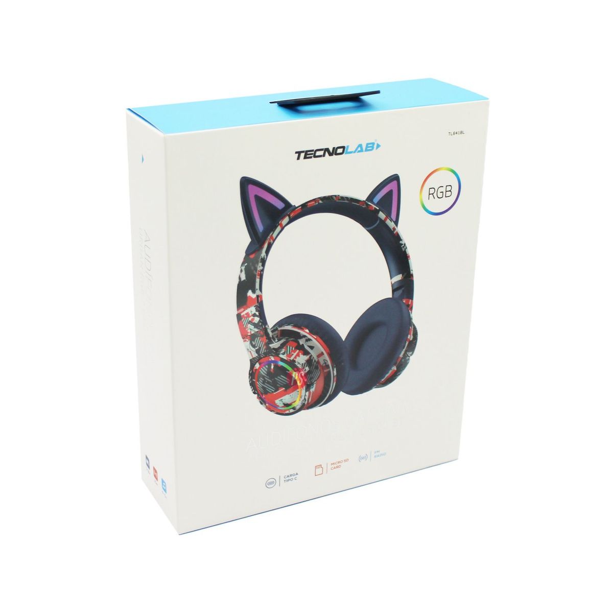 TECNOLAB - Audífonos Bluetooth Gatito Colores RGB ¡Vida a tu Música - PS