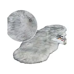 GENERICO - ALFOMBRAS DECORATIVAS IMITACION PIEL DE CONEJO BLANCO CON GRIS