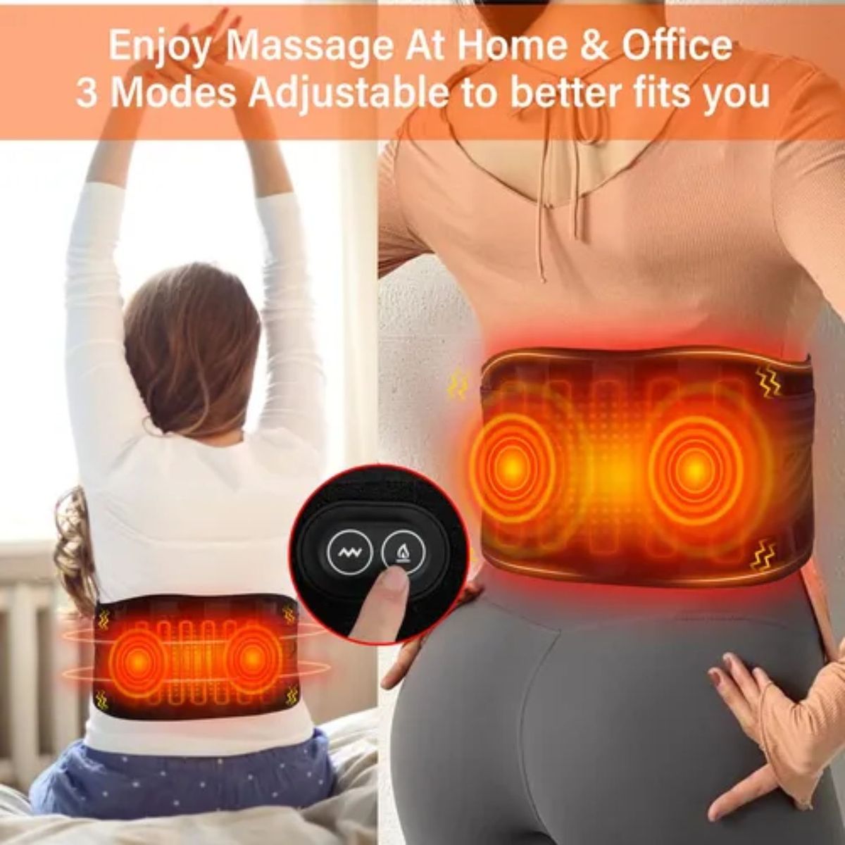 MOVI - Faja Lumbar con 3 Niveles de Calor y Bolsillo para Gel Frío- Terapia