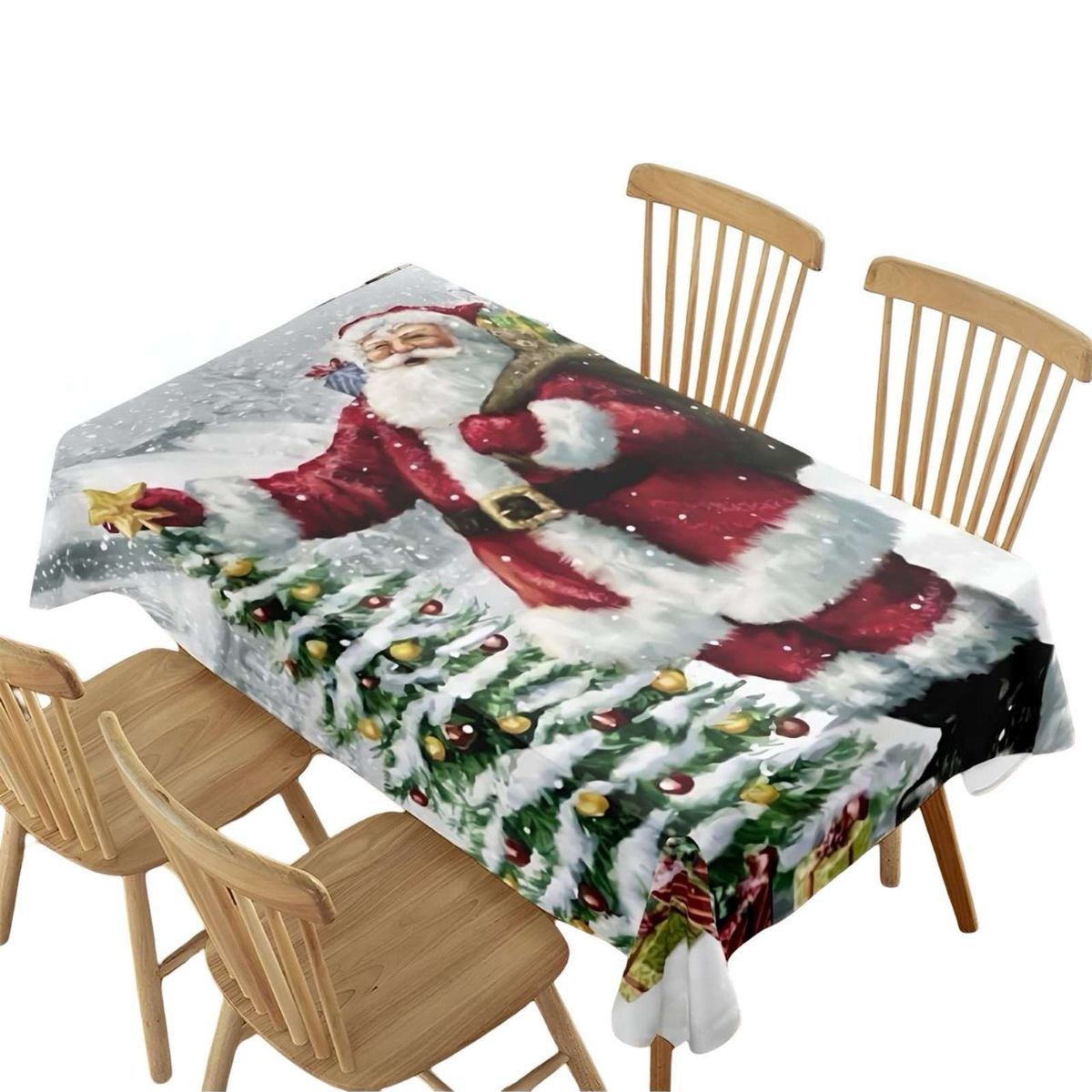 GENERICO - MANTEL NAVIDEÑO ANTIMANCHAS 140 cm x 220 cm ARBOLITO