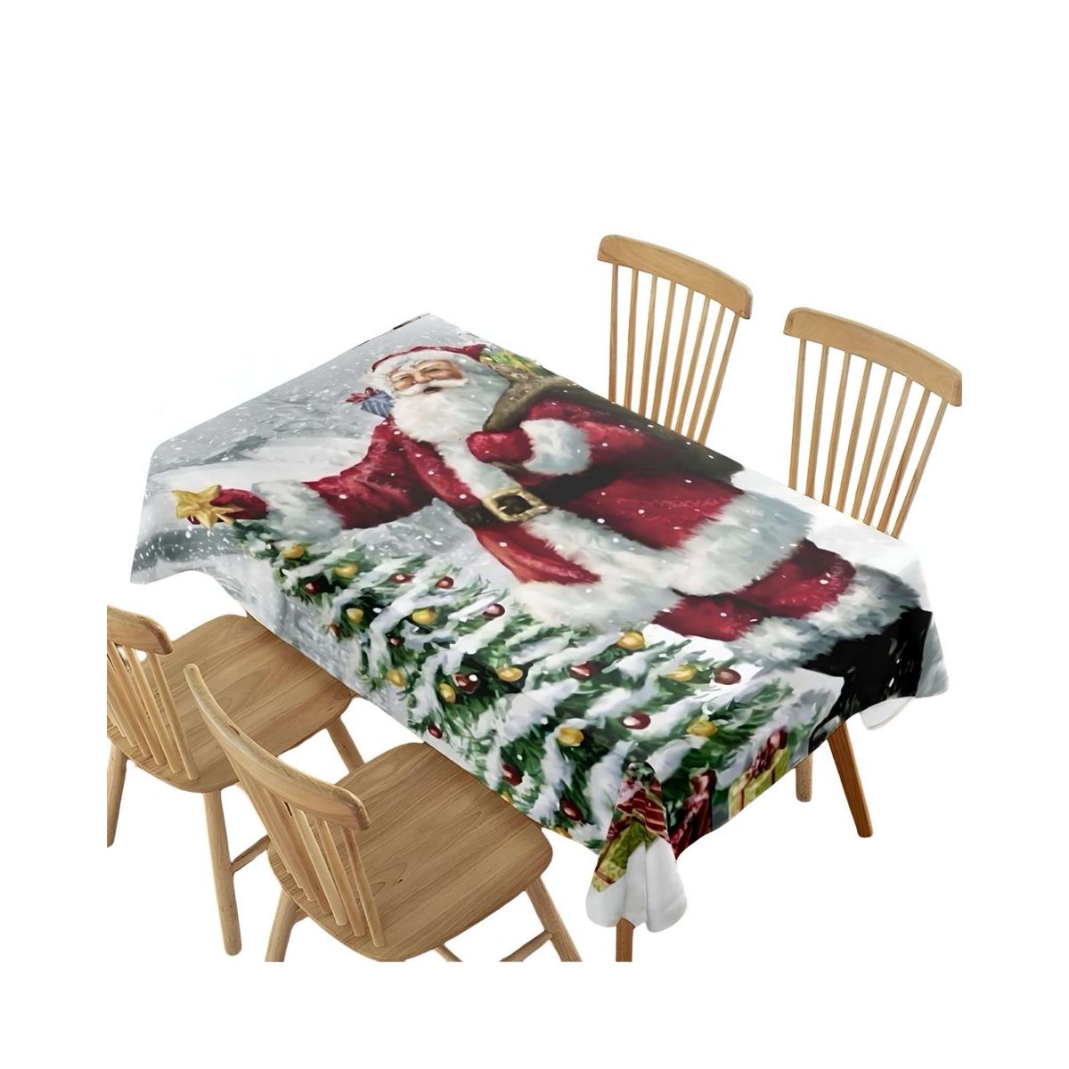 GENERICO - MANTEL NAVIDEÑO ANTIMANCHAS 140 cm x 220 cm ARBOLITO