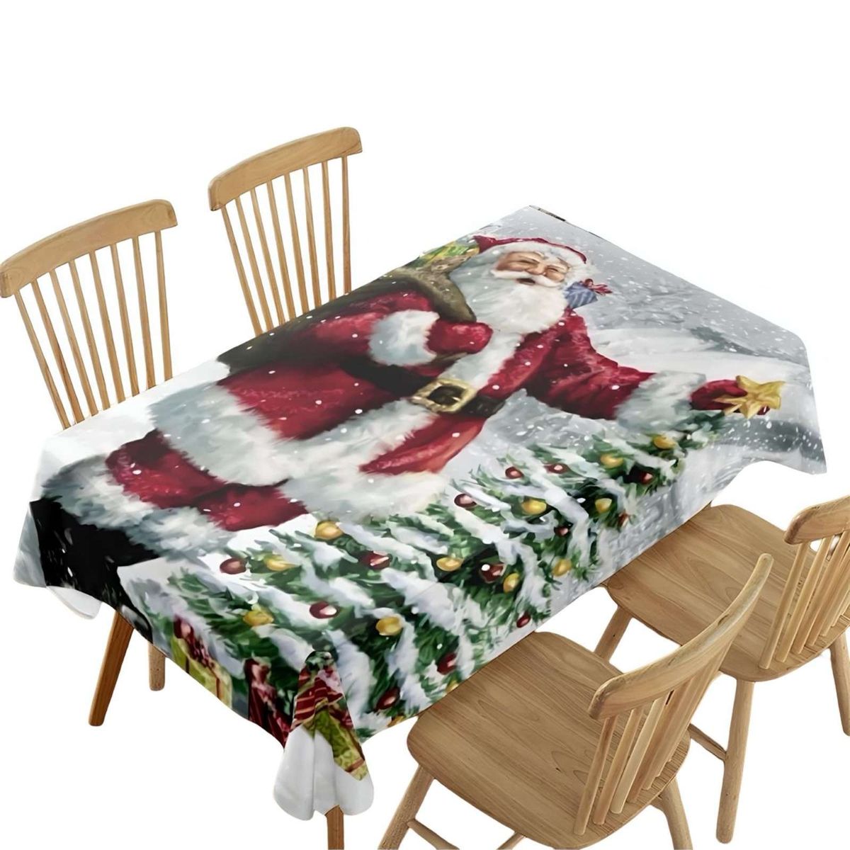 GENERICO - MANTEL NAVIDEÑO ANTIMANCHAS 140 cm x 220 cm ARBOLITO