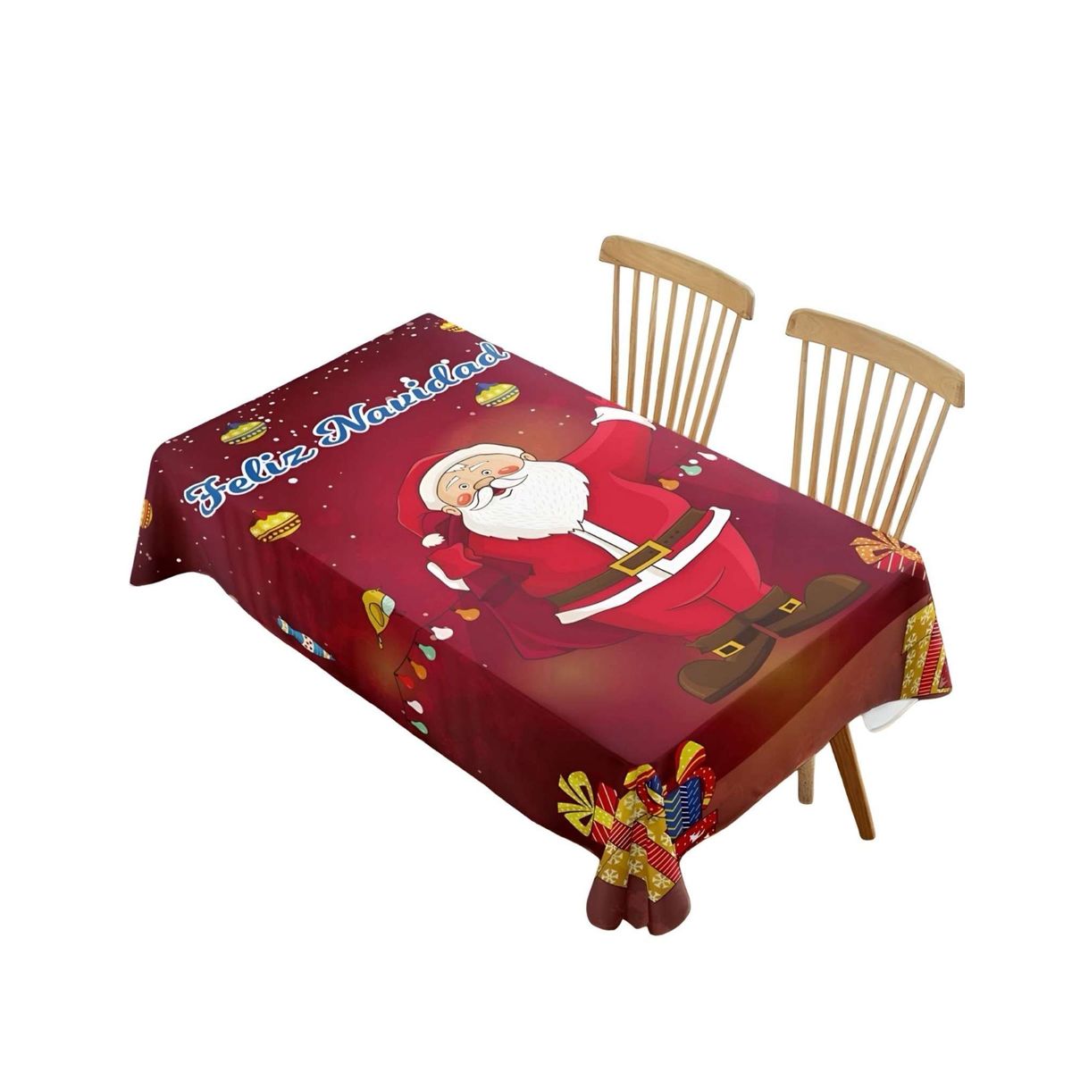 GENERICO - MANTEL NAVIDEÑO ANTIMANCHAS 140 cm x 220 cm SANTA