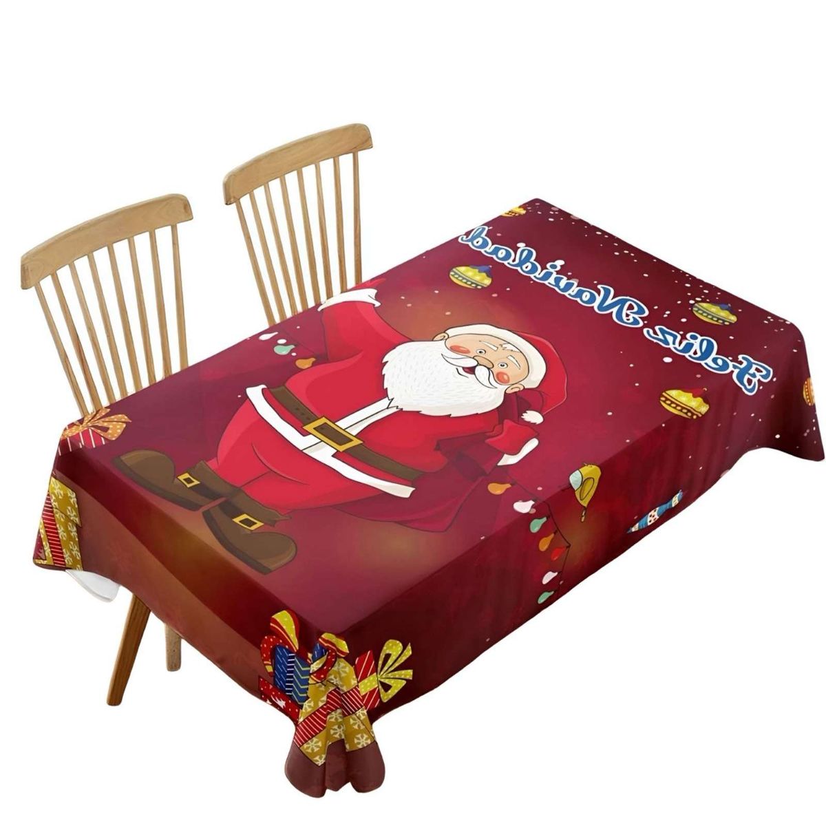 GENERICO - MANTEL NAVIDEÑO ANTIMANCHAS 140 cm x 220 cm SANTA